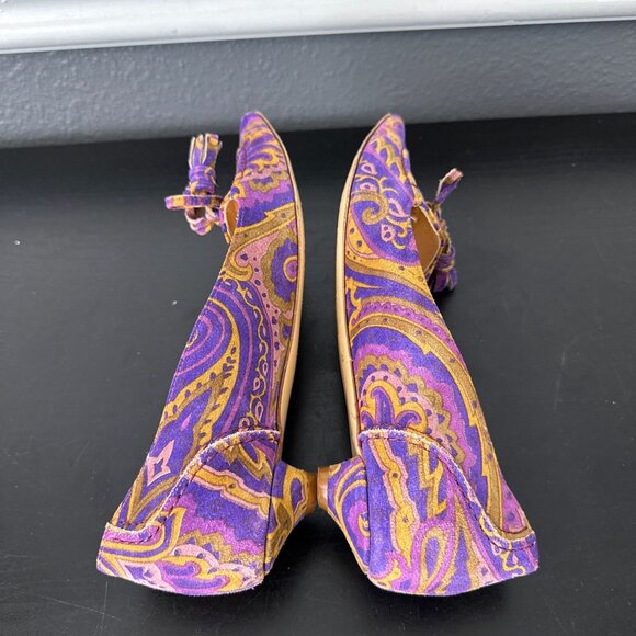 Vtg Y2k Etro Kitten Heels Purple Paisley Velvet Tassel Shoes Size 36.5 US 6.5 - Picture 5 of 8